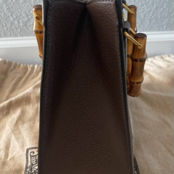 Authentic Gucci Diana NM Bamboo Handle Tote Jumbo GG Canvas Small Brown - Picture 7 of 12